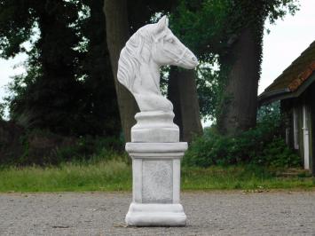 Tête de cheval sur socle - 83 cm - pierre - statue de jardin