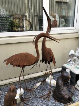 Set grote metalen pelikanen - rustbruin