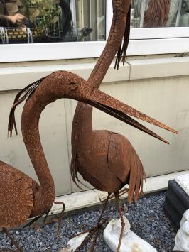 Set grote metalen pelikanen - rustbruin