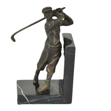 Buchstützen-Set, Golfer Bronze, Bronze Buchstütze