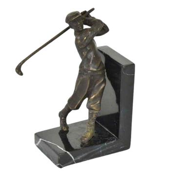 Boekensteunen set, golfers brons, bronzen boekensteun