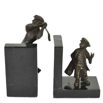 Buchstützen-Set, Golfer Bronze, Bronze Buchstütze