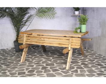 Picknick-Tisch, Holz, 6 Sitze, Gartenbank imprägniert