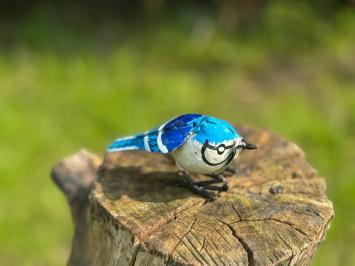 Blauwe gaai, vogel beeldje in kleur, ijzer