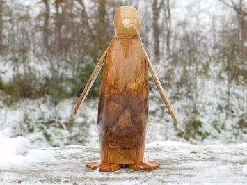 Statue Pingouin, Teck, Sculpture en bois