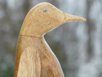 Statue Pingouin, Teck, Sculpture en bois