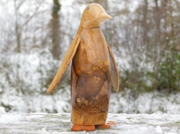 Statue Pingouin, Teck, Sculpture en bois