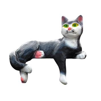 Liggende poes – 33 cm – zwarte polystone – kattenbeeld