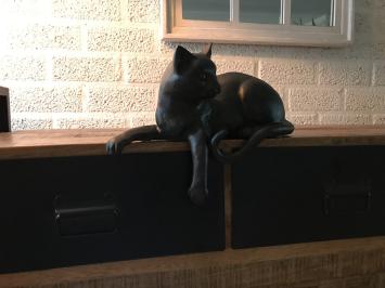 1 sculptuur liggende kat uit Polystein, mooi!!