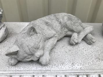 Slapende kat - levensecht dierenfiguur, van steen