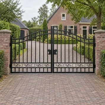 Smeedijzeren poort zwart – 365 cm – Dubbele tuinpoort