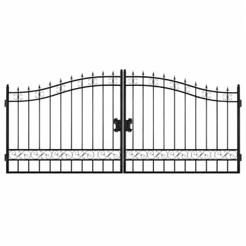 Grote klassieke poort – 596 cm – strak design – zwart smeedijzer