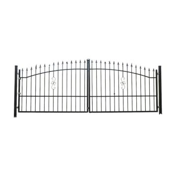 Tuinpoort compleet, zwart metaal, poort met slot en deur