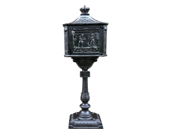 Staande brievenbus, zwart, gietijzeren postbus, zwaar