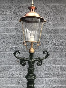 Lampe d'extérieur - lampadaire aluminium - abat-jour cuivre - 240 cm