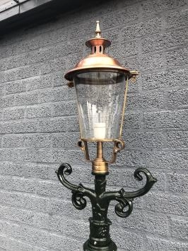 Lampe d'extérieur - lampadaire aluminium - abat-jour cuivre - 240 cm
