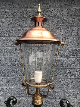 Lampe d'extérieur - lampadaire aluminium - abat-jour cuivre - 240 cm