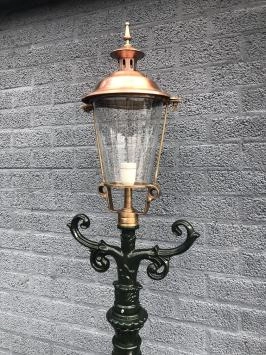 Lampe d'extérieur - lampadaire aluminium - abat-jour cuivre - 240 cm
