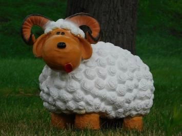 Ram - polystone - 45 cm - wit/bruin - speels beeld