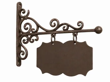 Metalen naambord - met zijarm - rechthoekige decoratie