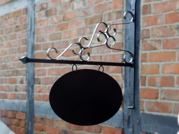 IJzeren winkelbord - zwart gepoedercoat - romantisch - wandmodel ovaal