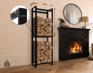 Râtelier à bois de chauffage – acier noir – 150 x 50 cm – durable