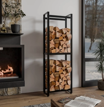Kaminholzregal – schwarzer Stahl – 150 x 50 cm – langlebig