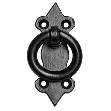 Zwarte ijzeren ringgreep – 8 cm – retro kastbeslag