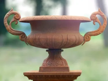 Vase de jardin rustique à oreilles - fonte - 50 cm