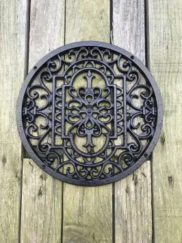 Grille d'aération – fonte – noire – mandala – 28,5 cm
