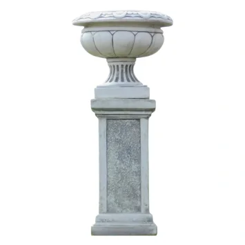 Ronde bloempot op sokkel – 83 cm – steen – klassiek geheel