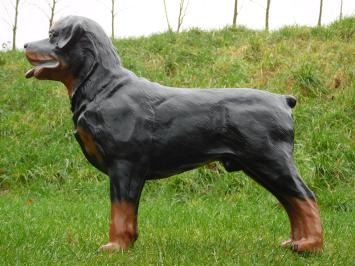 Rottweiler - hond - polystone - 80 cm - bruin/zwart