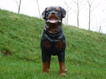 Rottweiler - hond - polystone - 80 cm - bruin/zwart