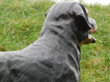 Rottweiler - hond - polystone - 80 cm - bruin/zwart