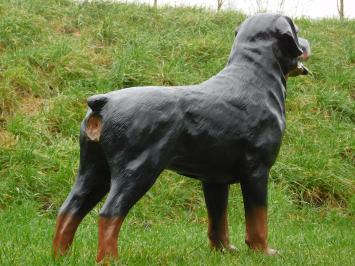 Rottweiler - hond - polystone - 80 cm - bruin/zwart