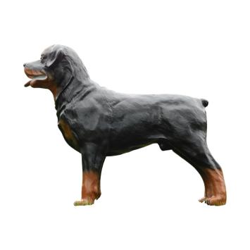 Rottweiler - hond - polystone - 80 cm - bruin/zwart