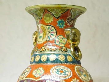 Vase en porcelaine style Satsuma vintage – 62 cm de hauteur