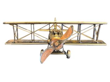 Vintage Schaalmodel - Vliegtuig - Metaal - Biplane - Beeld