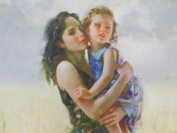 Peinture ''Close to My Heart'' - Art Giclée sur papier par Pino - Cadre en bois