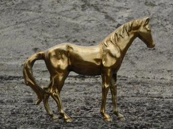 Cheval - statue en aluminium - 46 cm - doré - détaillé