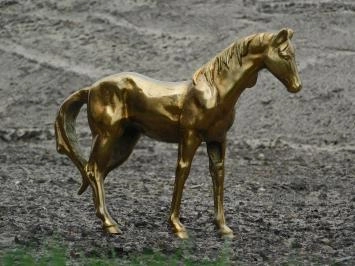 Cheval - statue en aluminium - 46 cm - doré - détaillé