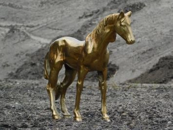 Cheval - statue en aluminium - 46 cm - doré - détaillé