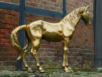 Cheval - statue en aluminium - 46 cm - doré - détaillé