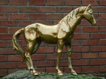 Cheval - statue en aluminium - 46 cm - doré - détaillé