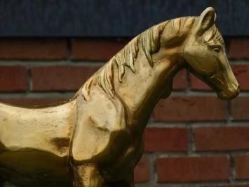 Cheval - statue en aluminium - 46 cm - doré - détaillé