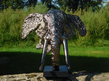 Sculptuur Olifantenkop - Alu met Hout - Abstract