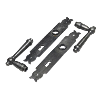 Deurbeslag set - klinken en platen (BB72) - gietijzer verzinkt