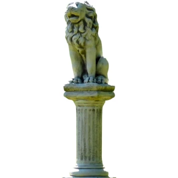 Tuinbeeld Leeuw op sokkel - 104 cm - steen