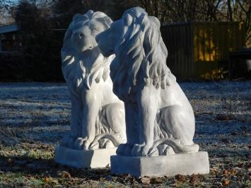 Set van leeuwen - polystone - links en rechts kijkend - wit