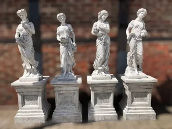 Ensemble de 4 déesses sur socle - saisons - pierre - 160 cm